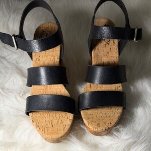 Black Leather Women's Sandals
